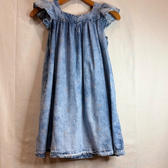 Tucker + Tate Other - Tucker +Tate Girls Blue Acid Wash Denim Rainbow Embroidered Flutter Sleeve Dress